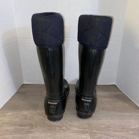 Bogs Womens Alex Waterproof Black Lined Rainboots Boots Size 8 Fold Over - Picture 3 of 6